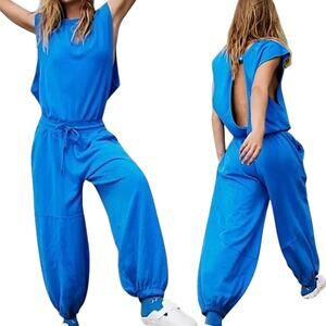 FP Free People Movement Womens Throw and Go Onesie Jumpsuit Cobalt Blue X-Small